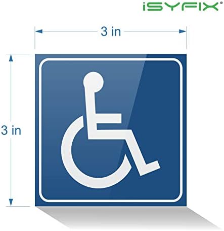 ISYFIX Хендикеп знаци налепници Дек симбол - 4 пакет, 3x3 инчи - Премиум предно лепило винил за нанесување во внатрешноста на