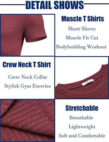 Coofandy Men Muscle Tirty Thick Burting Chride Sneove Tee Crewneck Gym Tshirt Thshirt Bodybuilding Hipster Slim Fit Casual T