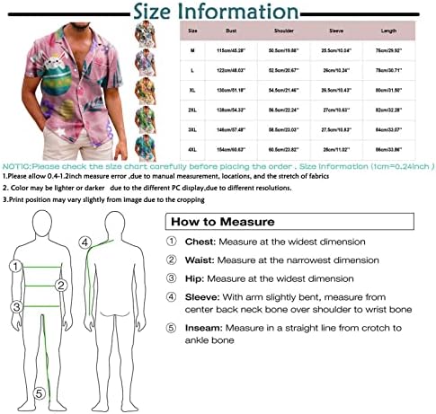 Велигденска кошула за печатење за мажи лабава блуза модни маици со кратки ракави лапчиња за лекови на лекови на врвови со удобни