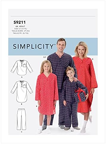 Едноставност S 9211 мажи/жени Ноќен врв, кошула, големини на панталони: S-XL шема за шиење ~ возрасни