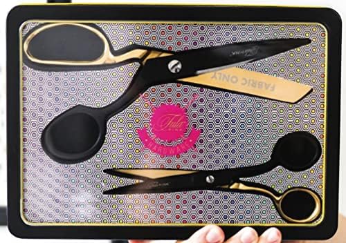 Сет на розово црно и златно ножици Tula