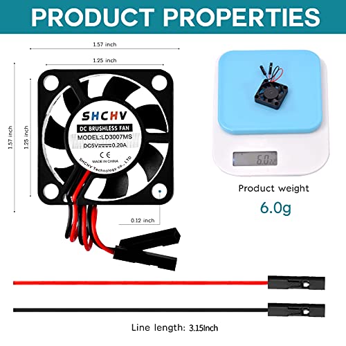 6PCS Raspberry Pi Fan DC Fan Wless Looking Fan 3.3V 5V терминал за раздвојување на ладилникот за ладилник за малина PI 4B / 3B+