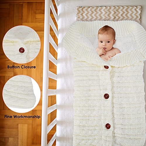 Yunnyp новороденче бебе руно swaddle ќебе зимска обвивка плетена вреќа за спиење топло плетено ќебето, плус кадифе, торба за вреќа за спиење, шетач за шетач