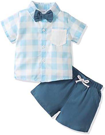 Облека за бебешки момче летни облеки памучни кратки ракави маица диносауруси шорцеви поставени облеки за облека за облека