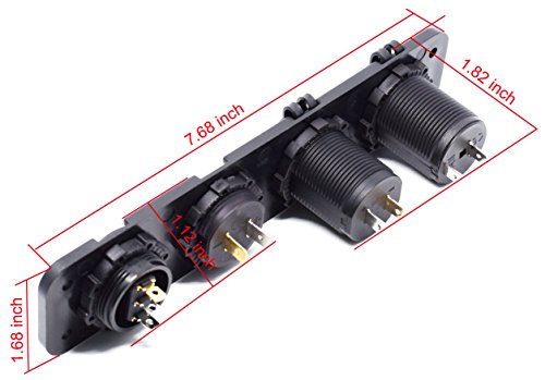 Cllena Dual USB Charger Charger 2.1a & 2.1a + LED Voltmeter + 12V излез за напојување + прекинувач за вклучување на вклучување на четири