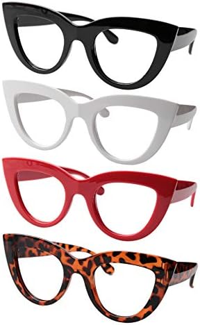 Soolala жени 4 пара мешани бои мачки очи за читање очила за очила