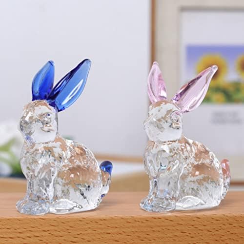 Seworroo 2pcs кристално зајаче зајак кристал велигденски зајаче фигурини кристално чиста животинска скулптура центар за табела за дома