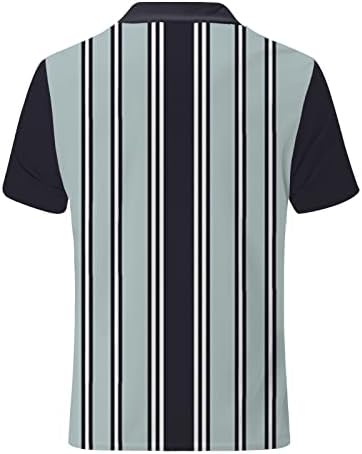 XXBR машки патент Поло кошули летни кратки ракави во боја блок -лента за крпење голф врвови 1/4 поштенски јака од јака од вратот