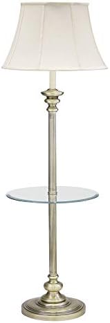 Преносна подна ламба на куќата на Троја N602-AB Newport со табела и бела сенка на мекиот бек, 55-3/4 , Антички месинг