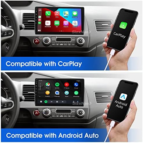 Sizxnanv Android 10 Екран На Допир Компатибилен Со Carplay Android Auto За Honda Civic 2006 2007 2008 2009 2010 2011, Автомобил