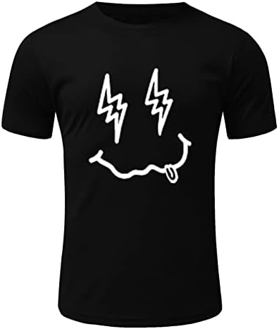 Ubst Mens летни кратки ракави маици Смешни графички печати екипаж за основни маички обични лабави модни тренинзи, врвови на врвови
