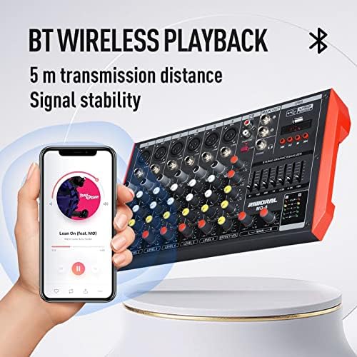 8 канален аудио интерфејс DJ Mixer XLR 1/4 инчен приклучок за MIC/Musical Instrument USB PC Телефон Bluetooth музички аудио