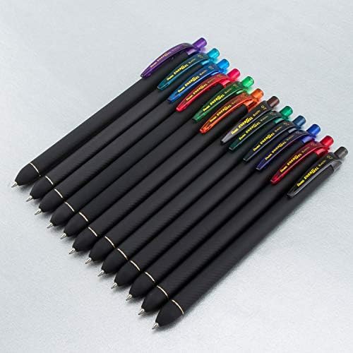 Пентел Енергел Куро течен гел пенкало, средна линија, разновидно мастило, 8 пакувања