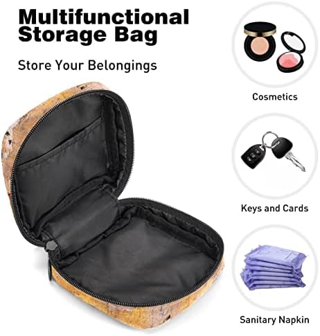 Санитарна торба за складирање на салфетка, желка испукана менструална торба за држач, преносен со патент за тинејџери, жени дами патуваат на отворено