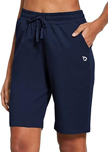 Балаф женски Бермуда шорцеви долги памучни летни летни колени должина на коленото влечење на салон за вежбање шорцеви со џебови