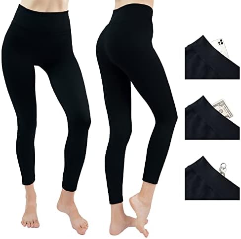 2 пакувања Беспрекорни хеланки за жени - панталони со јога со високи половини со џебови тренингот Атлетски панталони салата јога панталони