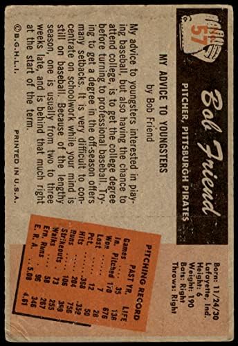 1955 Бауман # 57 Боб пријател Питсбург Пирати Дин картички 2 - Добри пирати