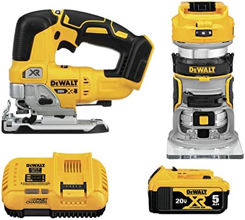 DeWalt 20V Max Router Tool and Jig Saw, безжична обработка на дрва со 2-алати со батерија и полнач