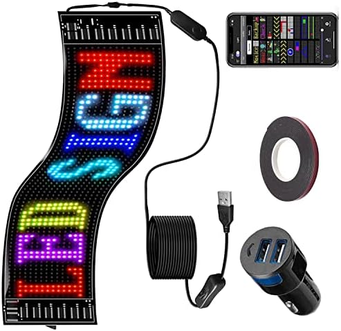 Vvavv ФЛЕКСИБИЛНИ Led Екран Лизгање Рекламирање Знаци USB 5V Led Продавница Знак Bluetooth СТАН КОНТРОЛА LED Знак За Автомобил, 18.5 x4.7 Програмабилни