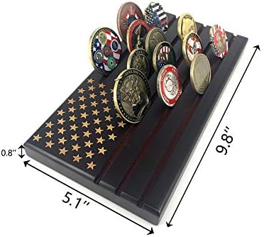 Американско Знаме 6 Ред Предизвик Монета Дисплеј Стенд Случај Воена Монета Носителот Дисплеј