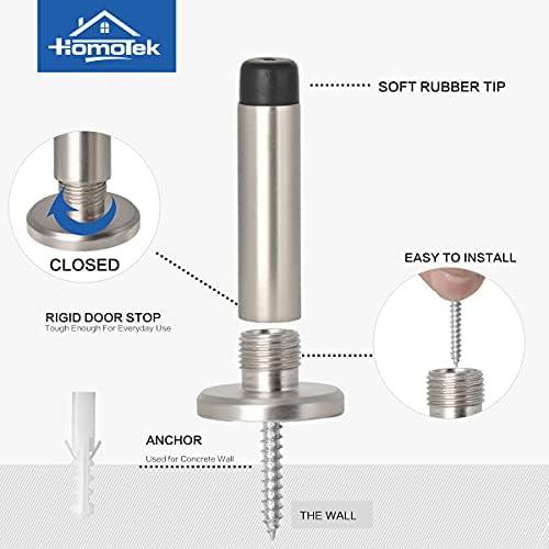 Homotek 2 Пакет Тешки Цврсти Цврсти Врата Запира Браник Звук Амортизација Врата Затворачи Со Мека Гума Врвот, Цинк Умре Фрлија Врата Ѕиден Заштитник 2.8 Врата, Дамка Ник?