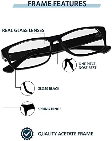 Очила за Читање вистинско Стакло Со Проѕирни Вистински Стаклени Леќи Во Рамка Во Стилот На Гик Достапна Во Зголемување на Читањето +0,25 до