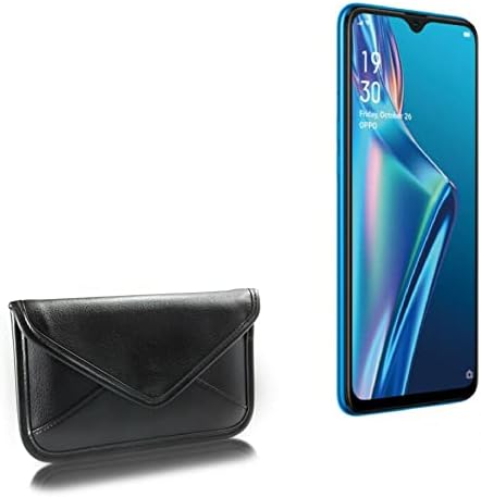 Boxwave Case Компатибилен со Oppo A12 - Елитна кожна торбичка за месинџер, синтетички кожен покритие дизајн на пликови за куќиште за Oppo A12