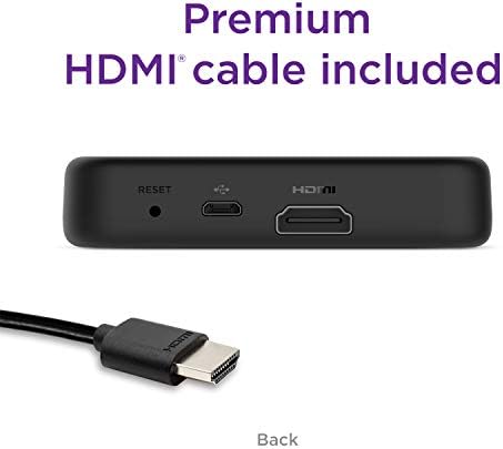 Премиера на Року | HD/4K/HDR стриминг медиа плеер со едноставен далечински и премиум HDMI кабел, црна