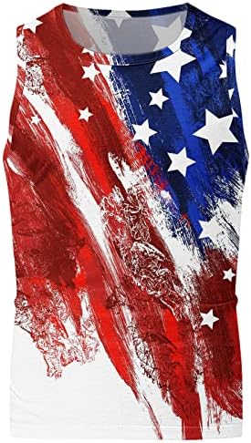 XXBR MENS 4-ти јули резервоарот на врвот на американските кошули со американско знаме за печатење на знаме маици маици патриотски