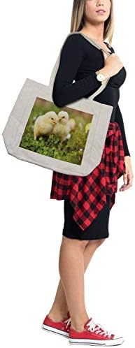 Торба за купување на пилиња Амбесон, фотографија од мали кокошки на калори со нејасна позадина Велигденски јајца, еко-пријателска торба за еднократно за намирници