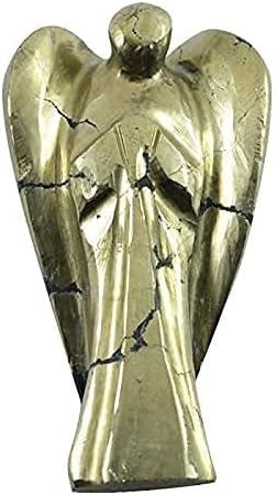 Aadhya Wellness Природен ангел Златен пирит 2 инчи оригинални полу -скапоцени камени џебови ангелски фигурини за реики кристална лекување кристална