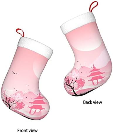 Аугенски Божиќни чорапи Јапонски цвет храм розово двострано камин што виси чорапи