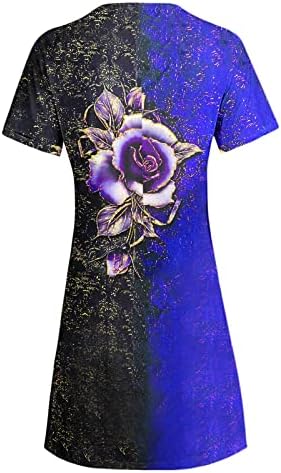 uikmnh Womenените влага цветна чипка кратка миди фустан со кратки ракави маички фустан директно летен деловен фустан
