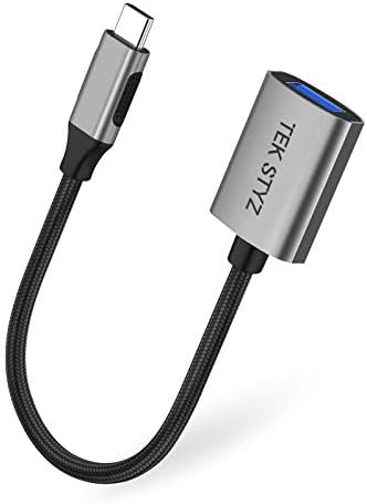 Адаптерот TEK Styz USB-C USB 3.0 работи за есенцијален телефон OTG Type-C/PD машки USB 3.0 женски конвертор.