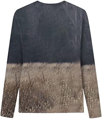 Oplxuo Коњски печати џемпер за жени мода 3D печатење графичка маица екипаж на екипажот со долги ракави врвни трендовски џемпери пулвер