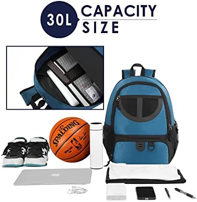 TrailKicker Mesh Black Basketball Football Poccer Bag ранец Спортски одбојка Фудбалска торба со топка и чевли за момчиња за момчиња маж,