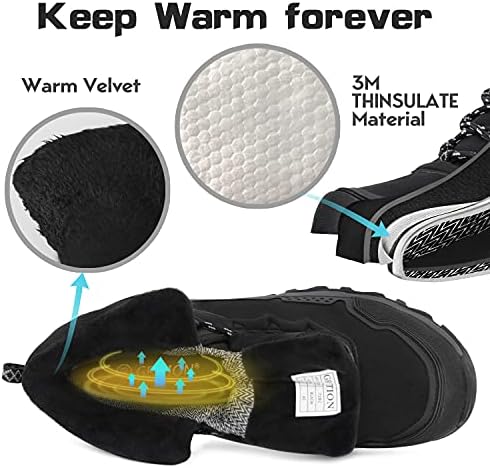 Чизми за пешачење за мажи водоотпорни, средни глуждови за работа снежни чизми за мажи, црни чевли за ранец за пакети за планинарење