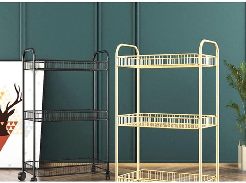 Genigw Cart Rack Дневна соба за складирање бања кујна подни решетки со тркала