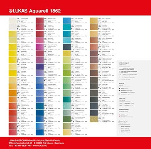 Лукас Акварел 1862 Акварел боја - Ексклузивна ликовна акварелна боја за уметници, платно, влошки, ефекти на градиент и повеќе! - [Половина тави