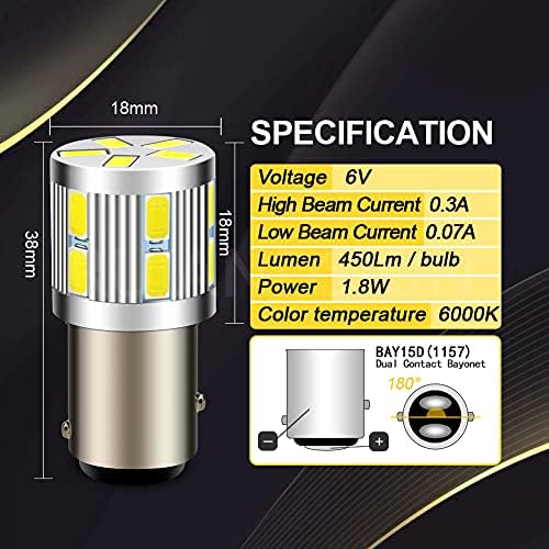 Ruiandsion 2pcs 1157 LED Светилки Бела BAY15D 6V 17SMD 5630 LED Светилки За Резервна Копија Обратни Светла Опашка Сопирачки Светла, Неполаритет