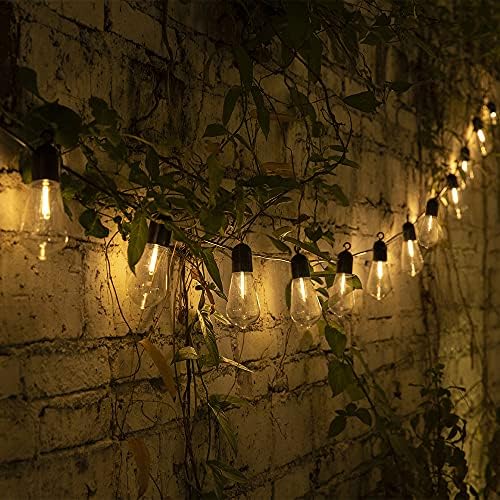 Сите Fortune Outdoor String Lights Соларни напојувања, 25 -ти 20 -тина LED висечки светла со ST58 ShatterProof водоотпорна сијалица, гроздобер