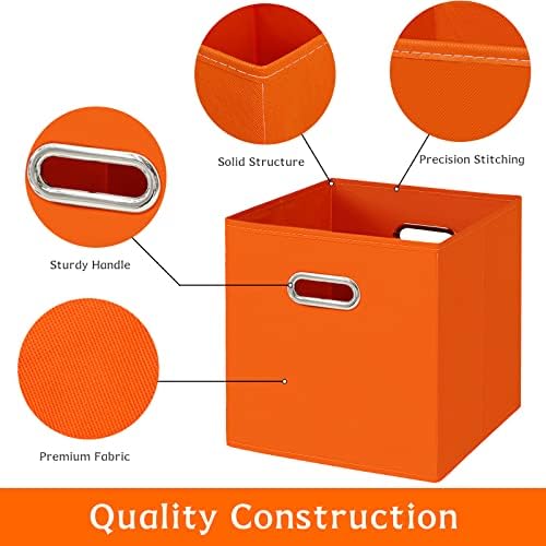 Јункепер канти За складирање Ткаенини Коцки, Организатор На Коцки За Ткаенина Со Рачка, Корпи За Преклопување За Крпа или Пристапно Складирање, 11х11х11, Сет од 3,