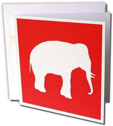 Силуета на црвениот слон Модерна дива животинска Сенка-Честитки, 6 х 6 инчи, сет од 6