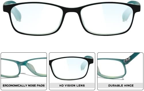 3 пакуваат очила за читање на сина светлина за жени, ултра лесни компјутерски читатели, високо видни за очила за филтрирање против сјај