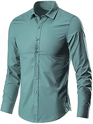 Wenkomg1 Mens Business Business Business Business Builds Builds Work Solid Color Slim Fit T-Mirts The Office Button до кошулите лаппел врвови