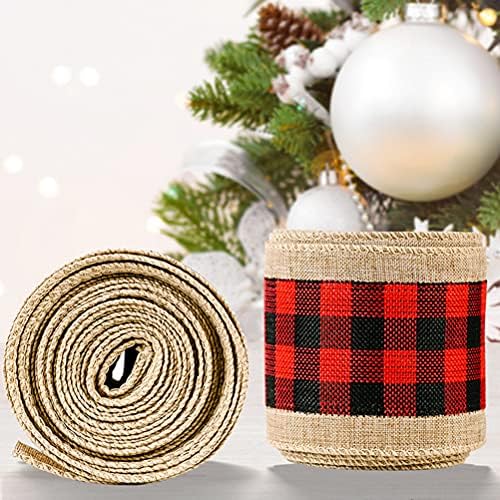 2pcs Божиќ Имитирана постелнина крпа Веб -божиќна боја декоративна декоративна лента за забава за забава