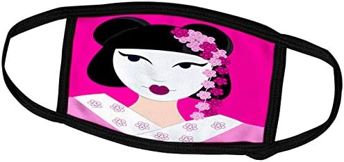 3дроза Јана Салак Дизајни Јапонски Инспириран-Симпатична Гејша Девојка Со Цвеќиња - Розова-Маски За Лице