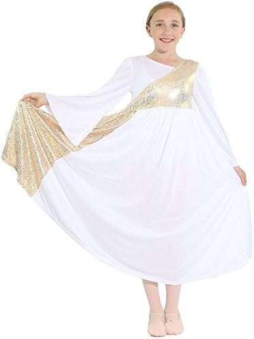 Девојки за девојки Данцкуе треперлив асиметричен фустан за танцување на ракави за bellвонче