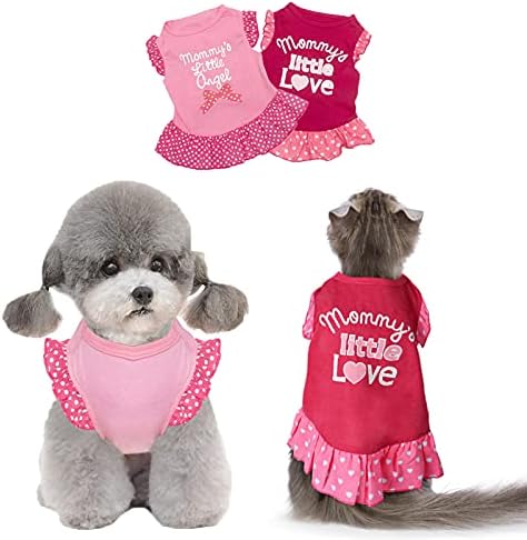 Banooo 2 парчиња розова девојка кучиња фустан без ракави облека за домашни миленичиња облека за мали средни кучиња и мачки кученце