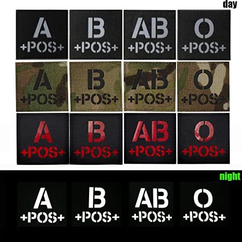 MCCMSY IR рефлексивни закрпи: крвен тип Б тактички морал Амблем закрпи, Апликација со значка со прицврстувач за прицврстувач и